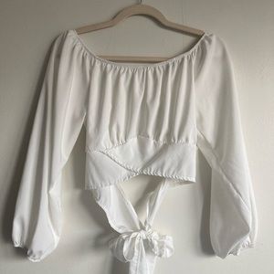 White Cropped Off-The-Shoulder Top